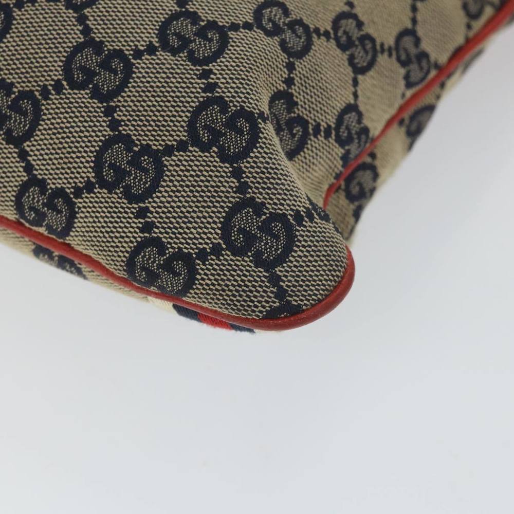 GUCCI GG Canvas Sherry Line Shoulder Bag Navy Red 144388 Auth ki3671 - Picture 14 of 16